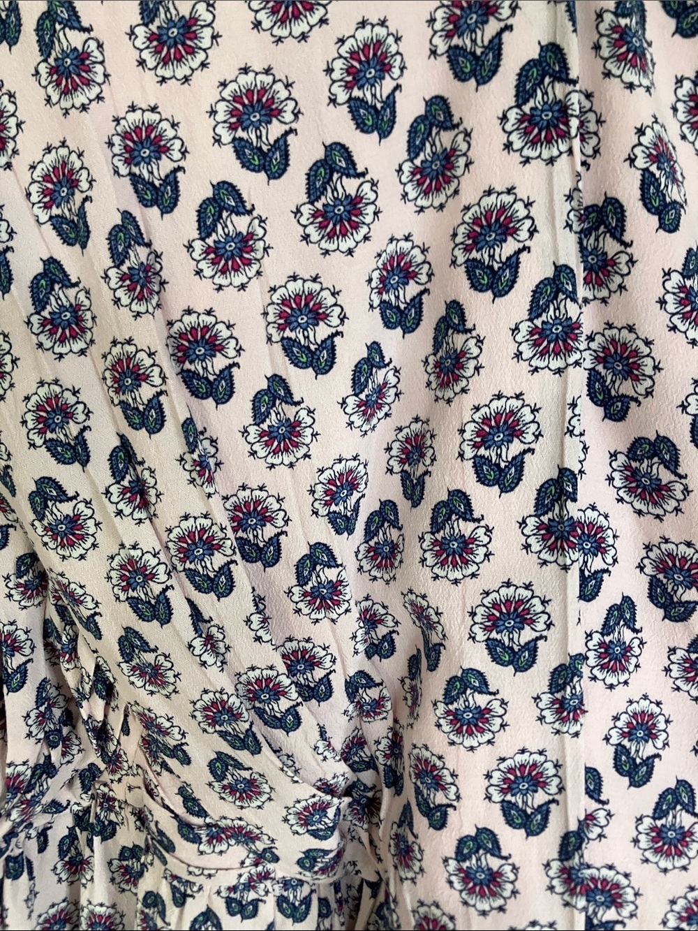 LOFT Floral Sleeveless Peplum Top — Light Pink & Navy, Size 14 - Picture 5 of 11
